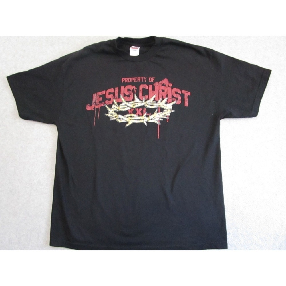 Vintage Jesus Shirt Mens XXL Black Christ Crown of Thorns Y2K Alstyle